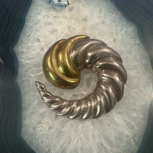 Silver and Gold Spiral pendant brooch